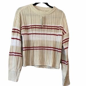 NWT cream red and white knit striped sweater large